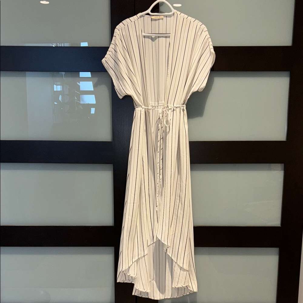 Striped White and Black Wrap Dress